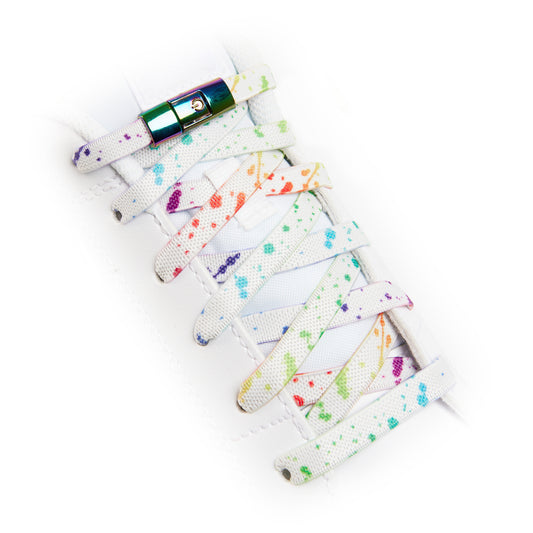 White x Multicolour Splash No-Tie Shoe Laces