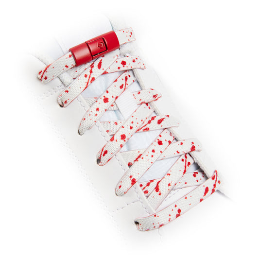 White x Red Splash No-Tie Shoe Laces