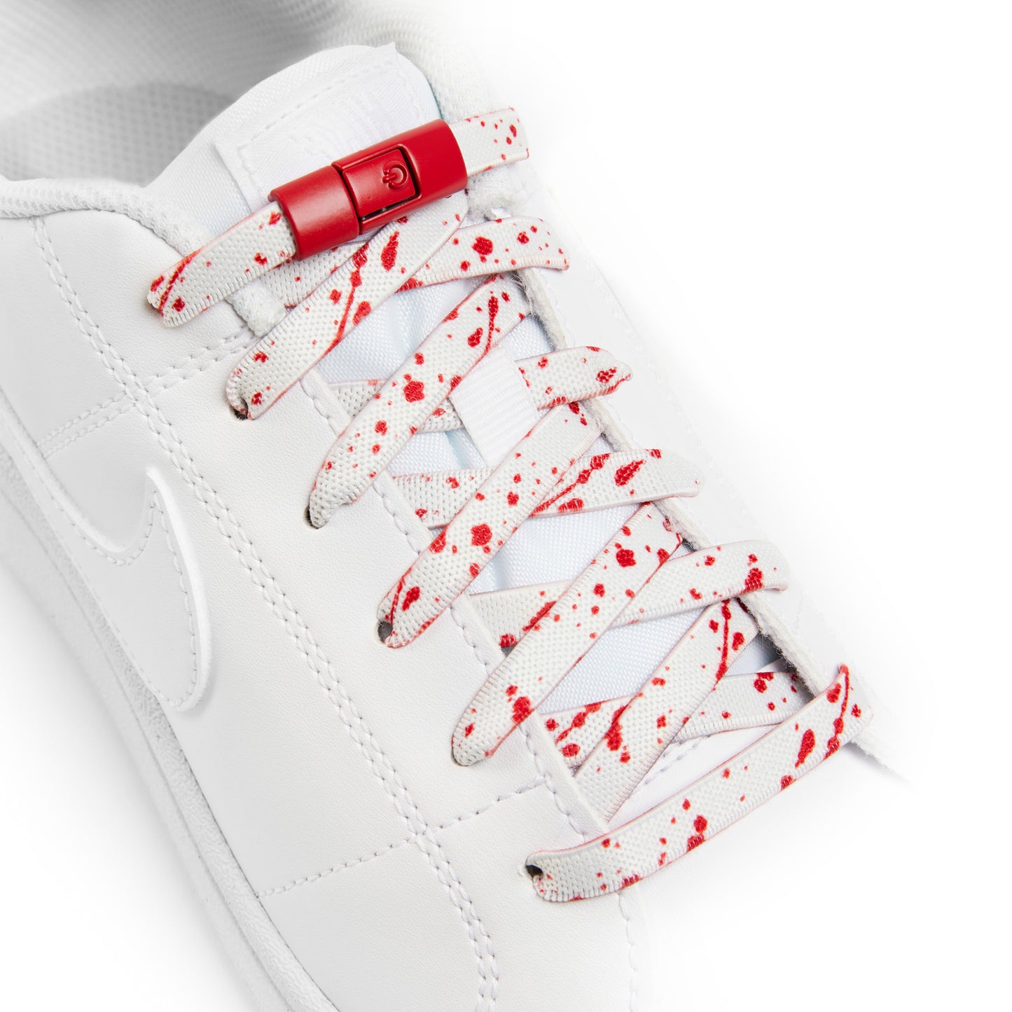 White x Red Splash No-Tie Shoe Laces