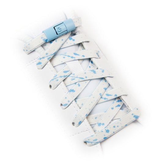 White x Sky Blue Splash No-Tie Shoe Laces