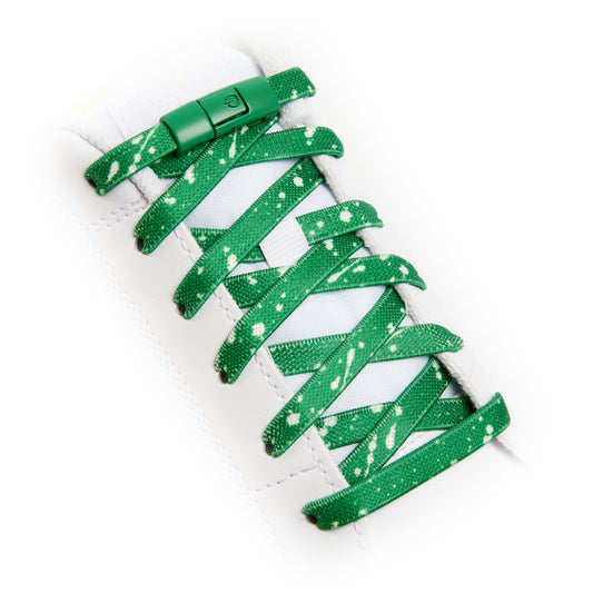 Green x White Splash No-Tie Shoe Laces