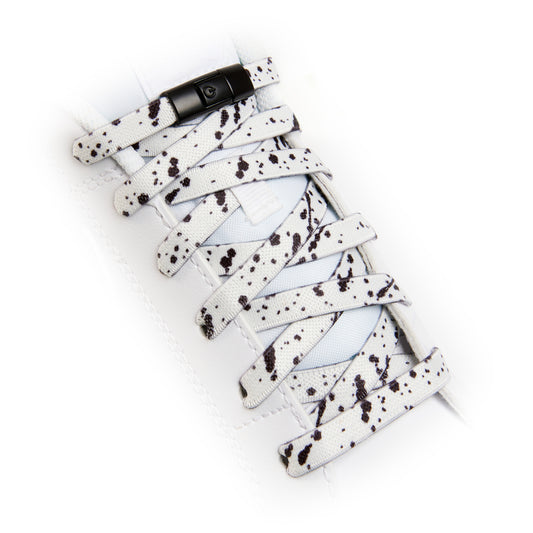 White x Black Splash No-Tie Shoe Laces
