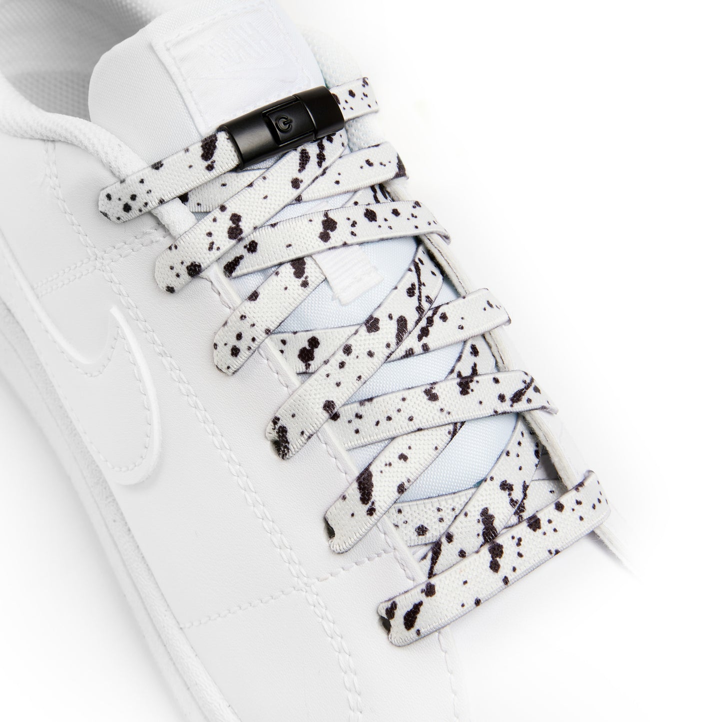 White x Black Splash No-Tie Shoe Laces