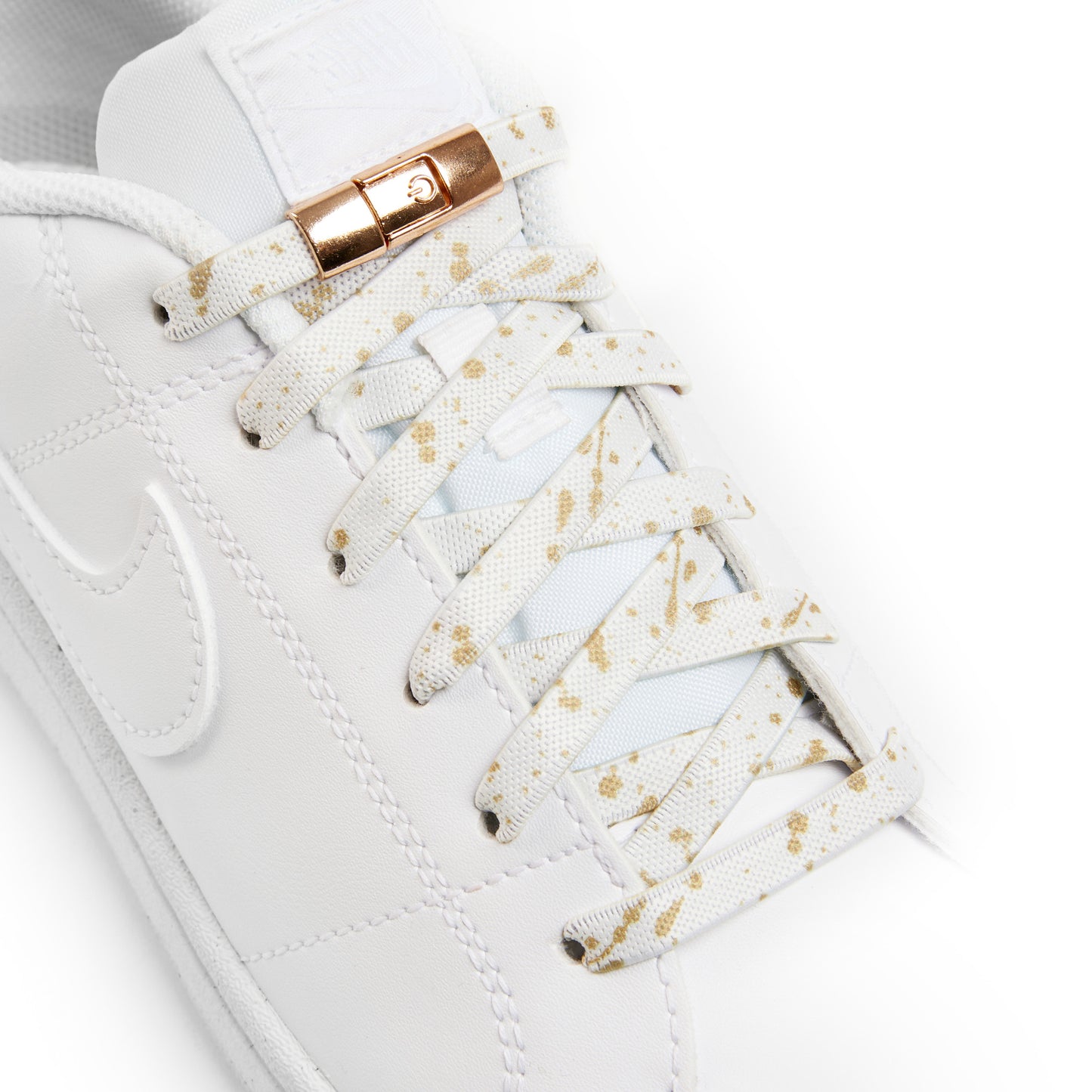 White x Gold Splash No-Tie Shoe Laces