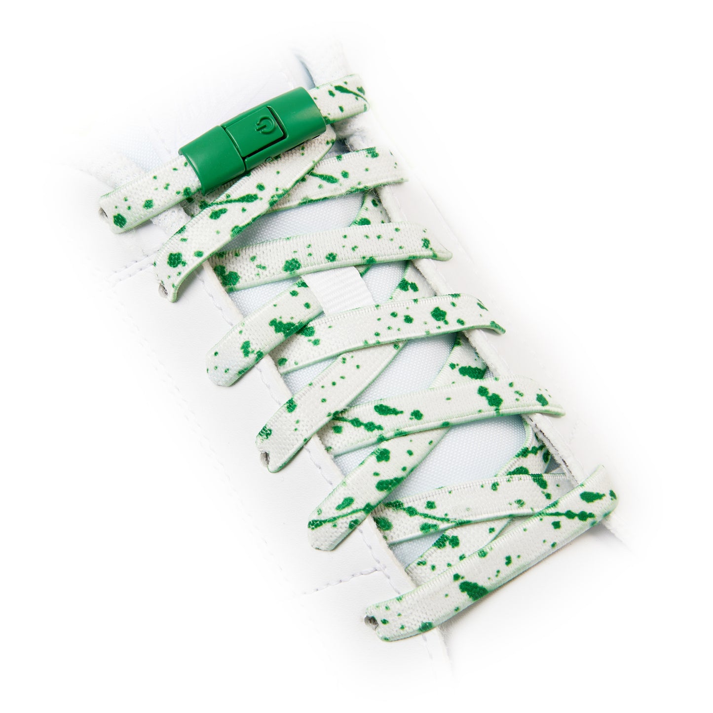 White x Green Splash No-Tie Shoe Laces