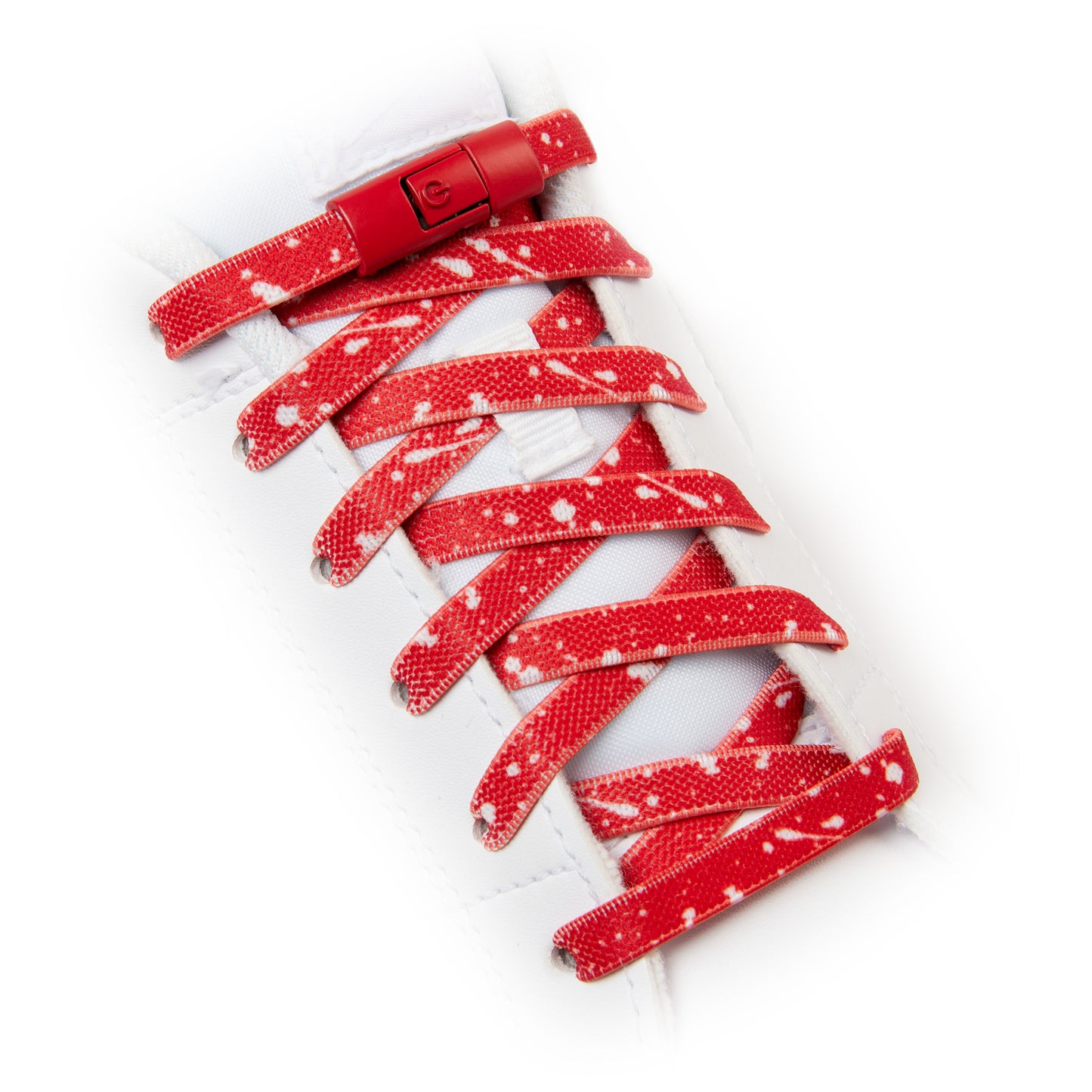 Red x White Splash No-Tie Shoe Laces