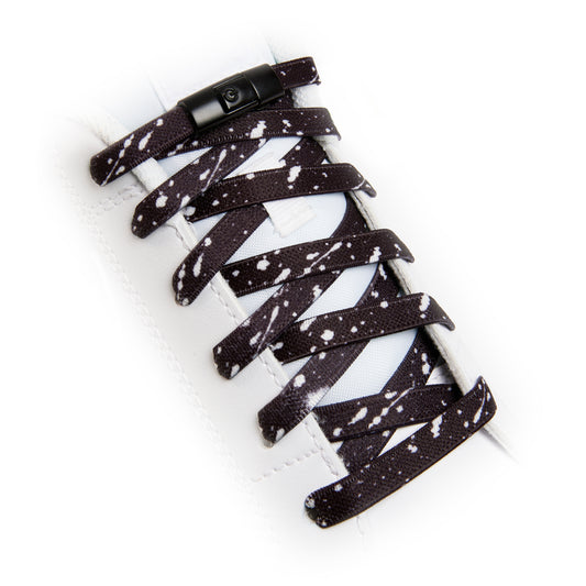 Black x White Splash No-Tie Shoe Laces