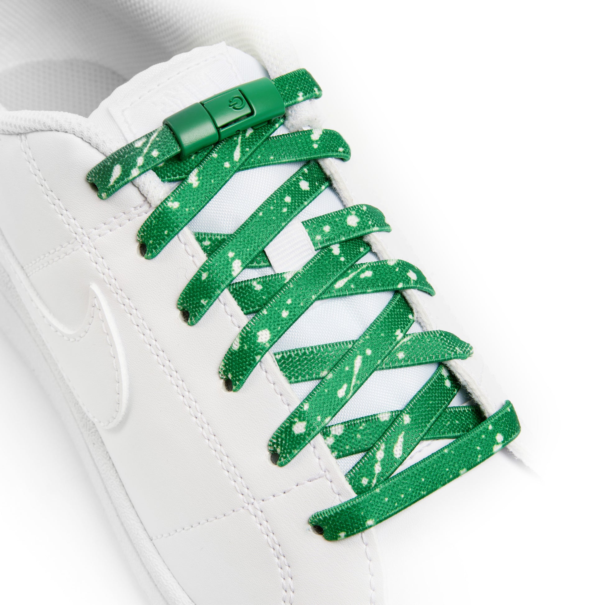Green x White Splash No-Tie Shoe Laces – TEEZY - Main Image