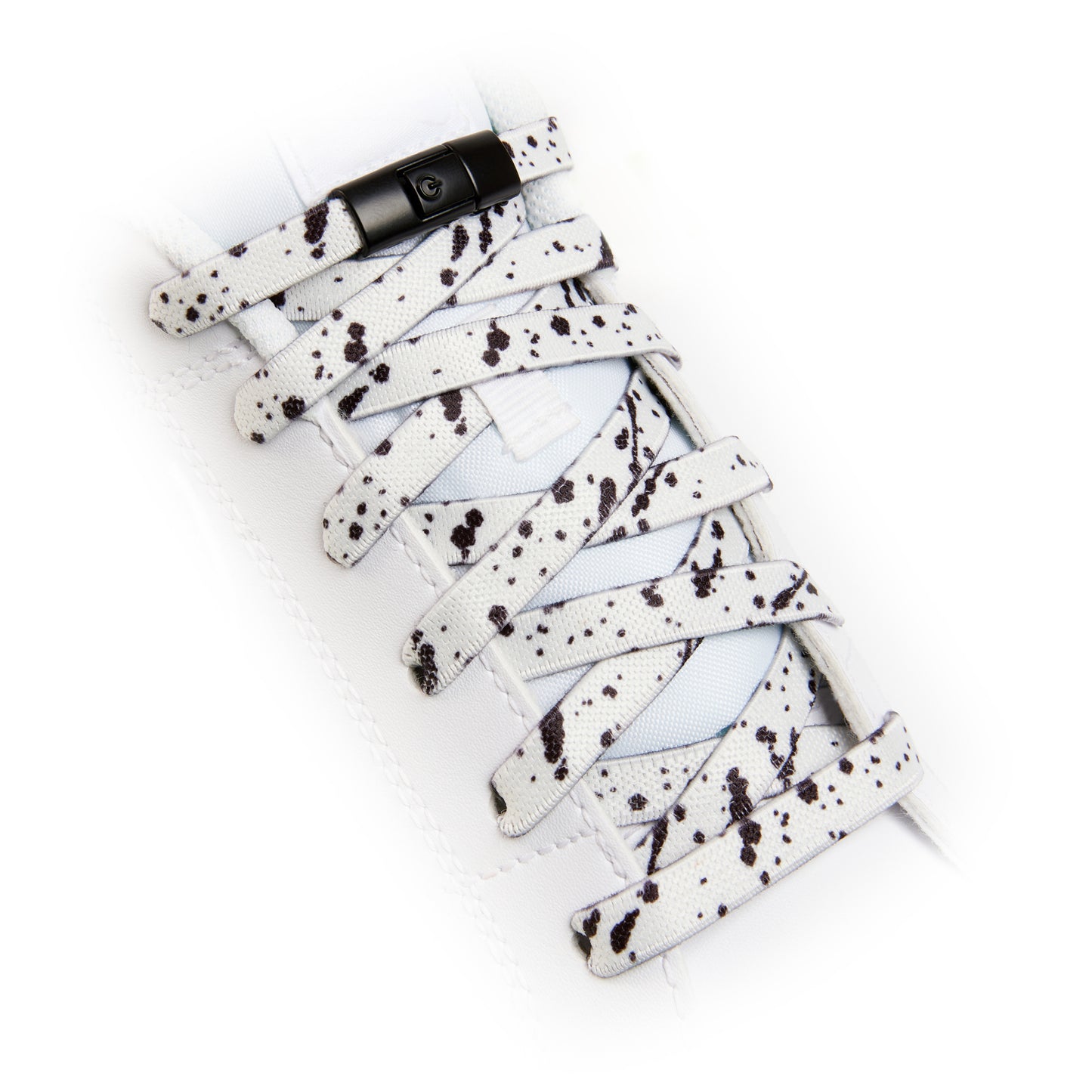 White x Black Splash No-Tie Shoe Laces