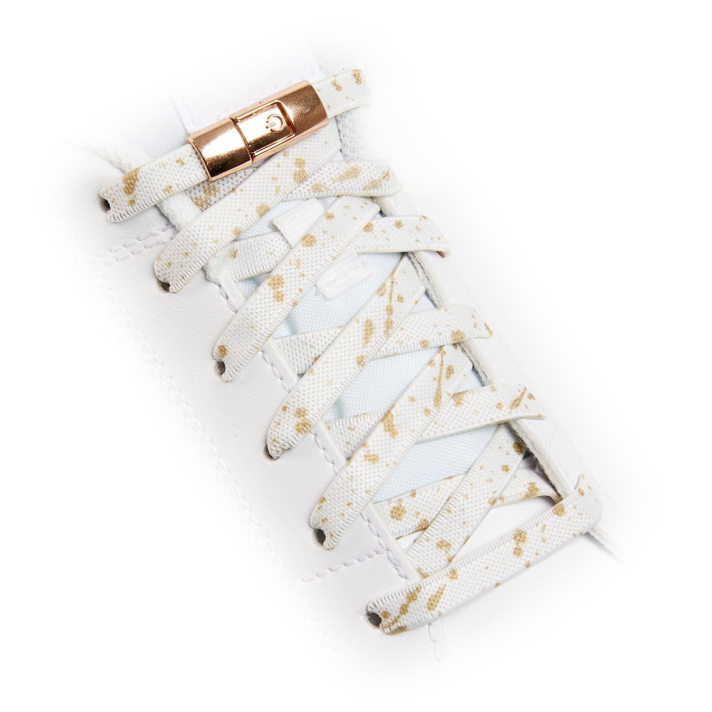 White x Gold Splash No-Tie Shoe Laces