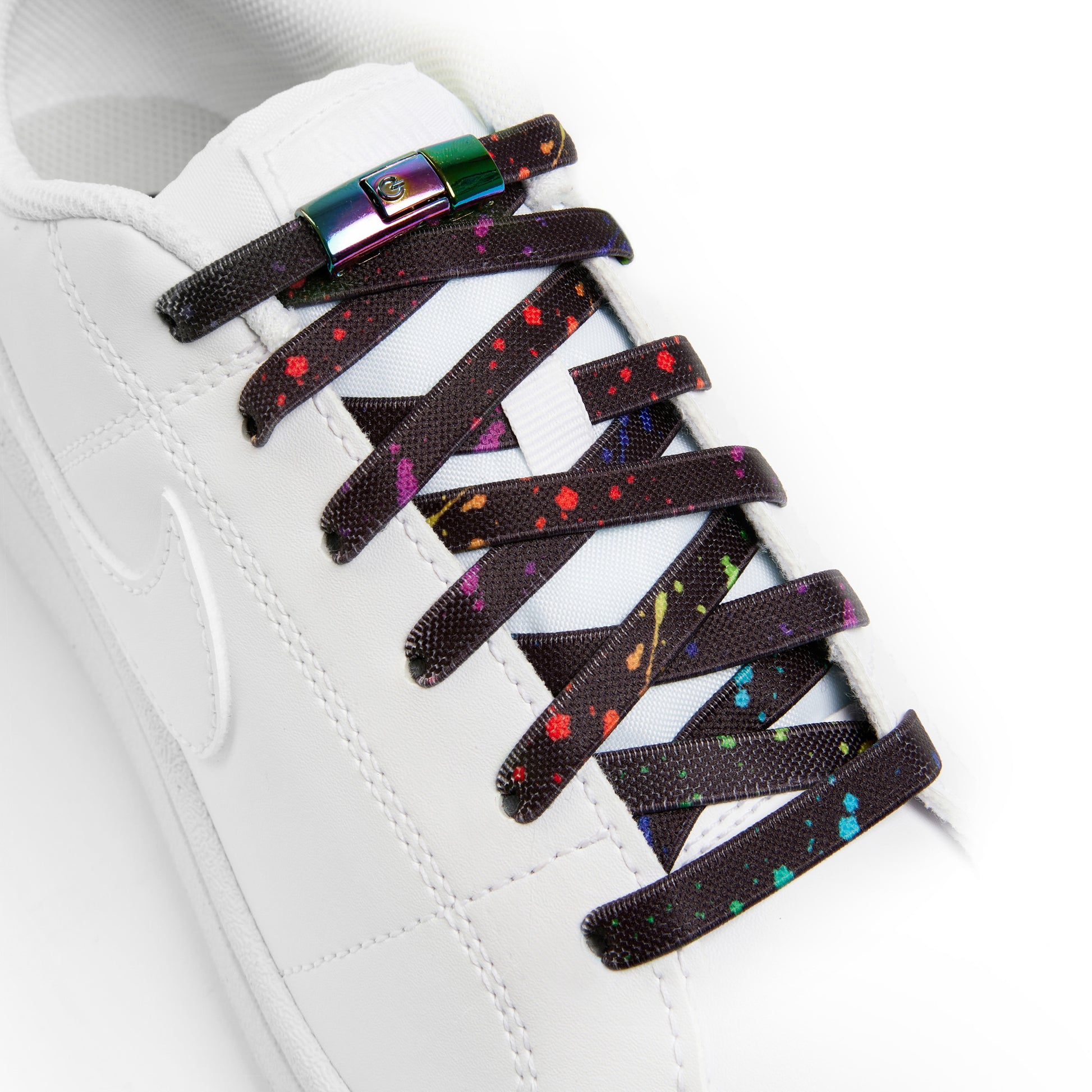 Black x Multicolour Splash No-Tie Shoe Laces – TEEZY