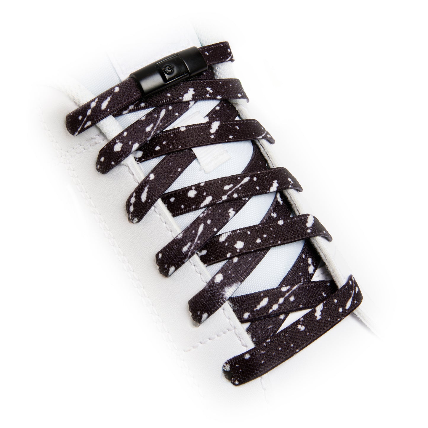 Black x White Splash No-Tie Shoe Laces